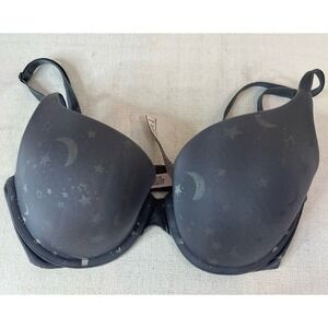 VICTORIAS SECRET Size 32D Perfect Shape Bra Gray Star Moon Underwire Womens READ